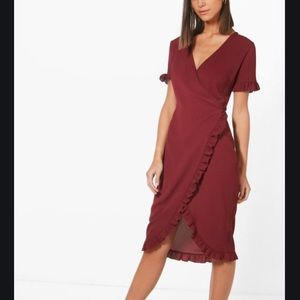 boohoo Ruffle Wrap Over Dress